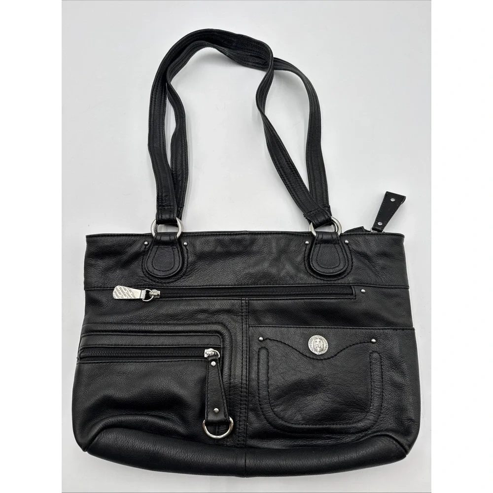 Stone Mountain Black Pebble leather Tote Bag Shoulder Bag Purse Y2K 90's 2000's
